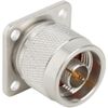 N-Type Panel Mount Plug 4-Hole Flange Solder Cup 50 Ohm
