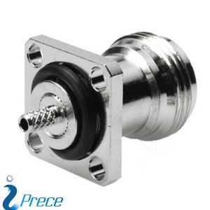 N Panel Mount 4-Hole Flange Jack, Crimp Type 50/75 ohm