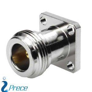 N Panel Mount 4-Hole Flange Jack, Crimp Type 50/75 ohm