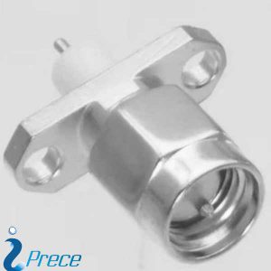 SMA Panel Mount 2-Hole Flange Plug Solder Type